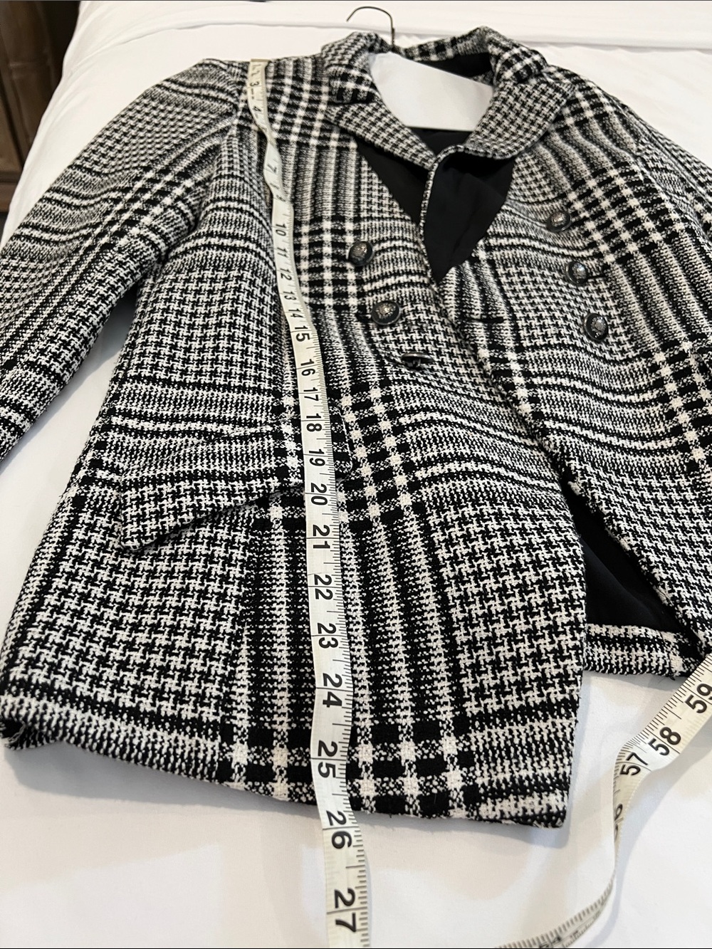 White House Black Market Black & White Plaid Tailored Blazer - Picture 3 of 5